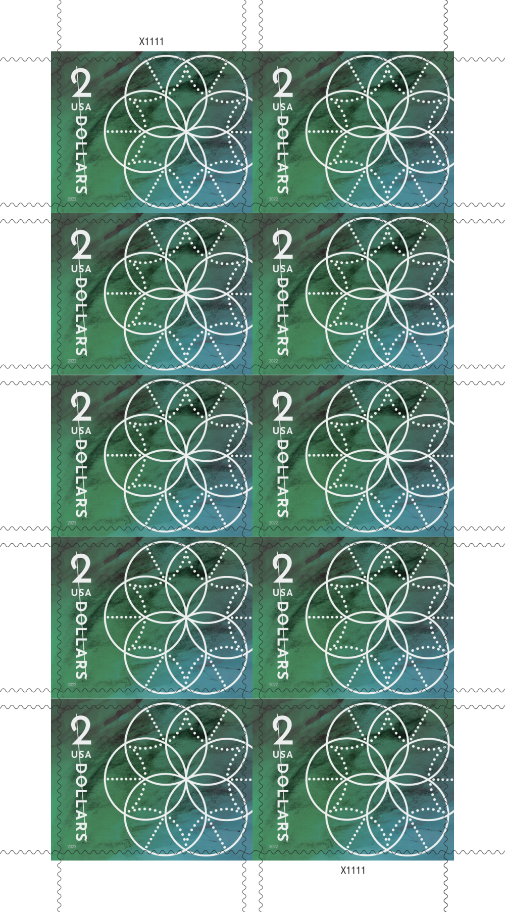 2022 $2 Floral Geometry Stamps