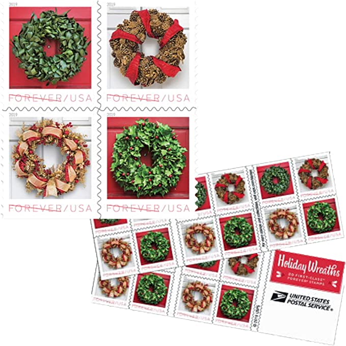 2019 Holiday Wreaths Christmas Stamps