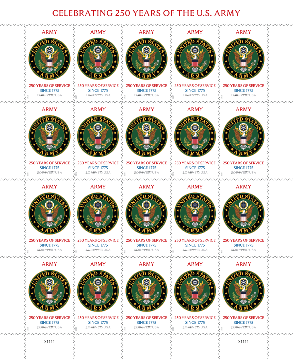 2025 U.S. Army 250th Stamps 100 pcs