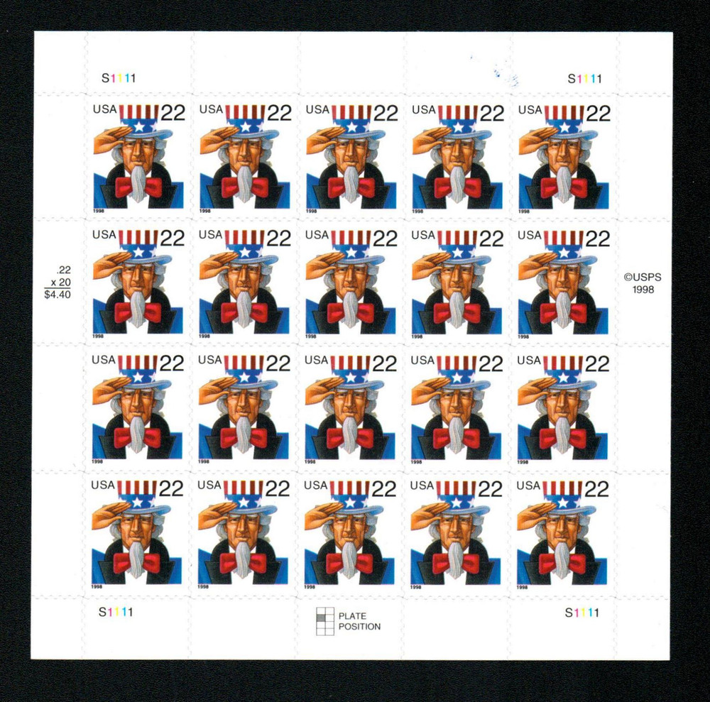 1998 Uncle Sam Stamps 100 PCS